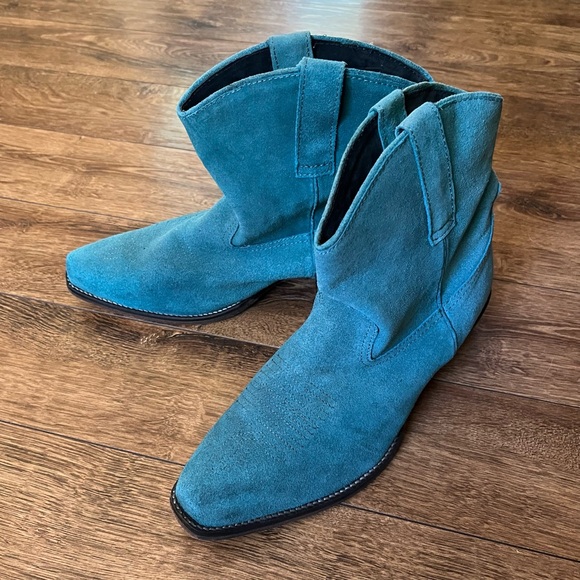 ROPER Turquoise Suede Leather Ankle Boots Newly Cleaned - Picture 11 of 12